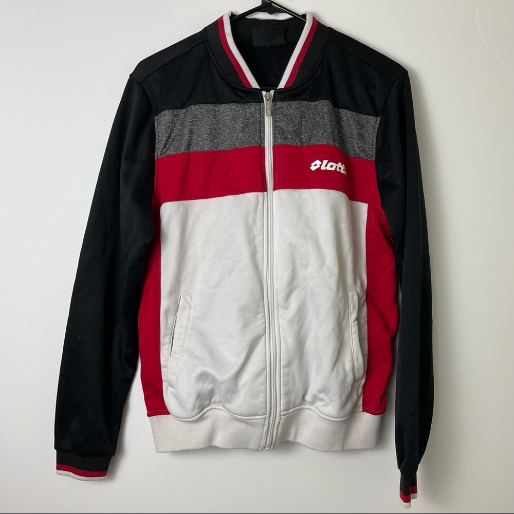 VINTAGE RARE LOTTO ITALIAN SPORTS DESIGN FULL ZIPP SWEATER IN SIZE Large